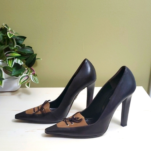 Valentino Garavani Shoes - Valentino Garavani | Brown Leather and Suede Pumps with Laces Sz 37